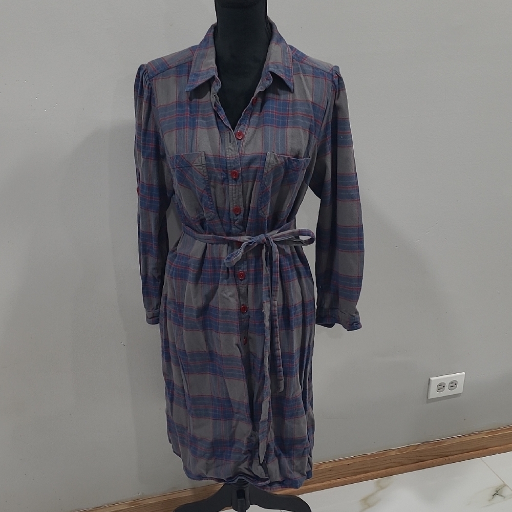 Plaid Button-Up Dress